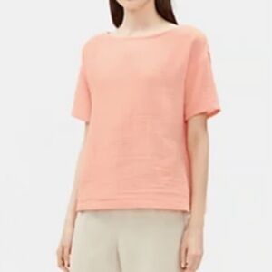 Like New! Eileen Fisher Peach Gauze Organic Cotton Short Sleeve Top